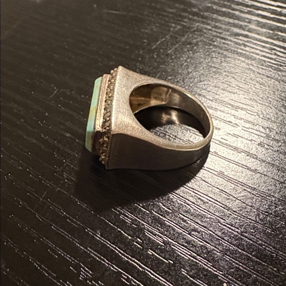 Vintage 1970’s Turquoise silver ring women’s size 8 - Picture 4 of 6